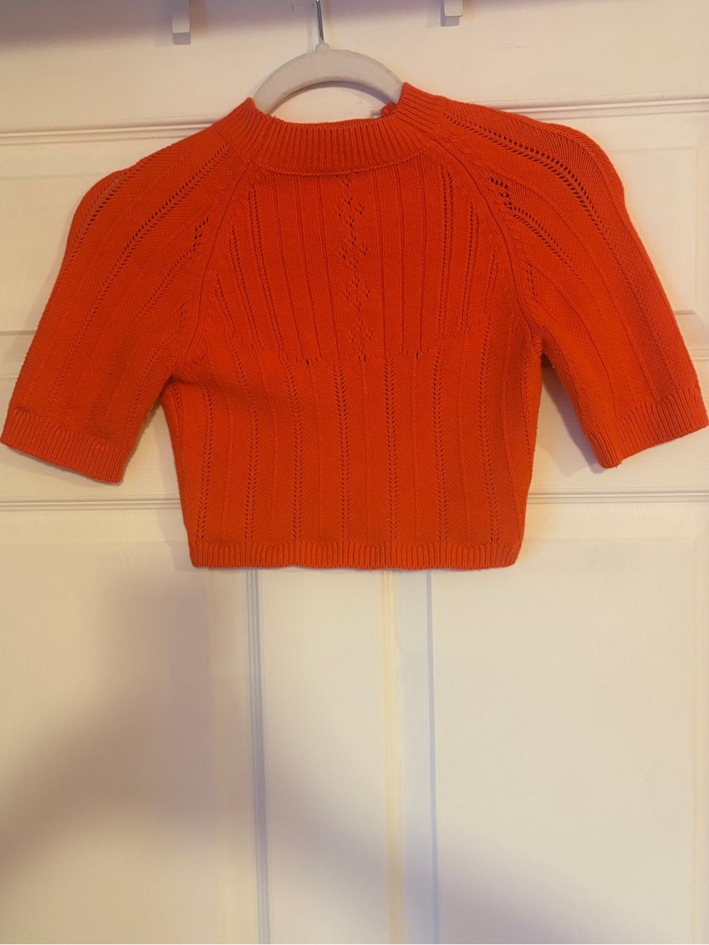 Free People Orange Romy Swit Crop Sweater
